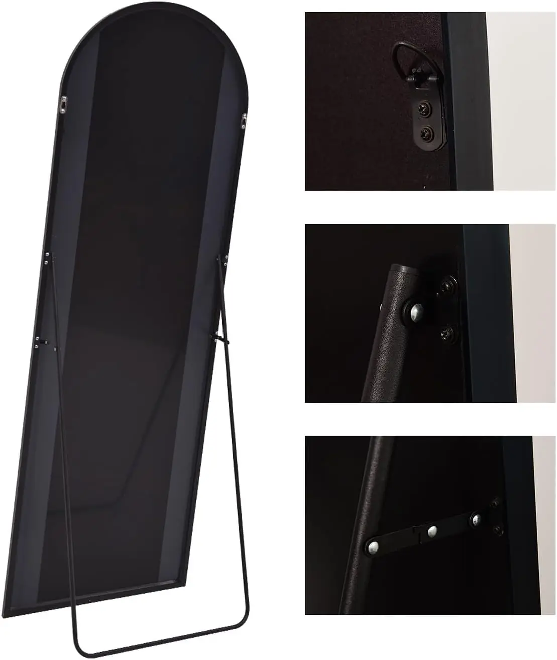 [Vendita calda! ]Specchio da pavimento a figura intera - Specchio da parete ad arco oversize da 82x42 pollici, specchio da terra nero per camera da letto, soggiorno,