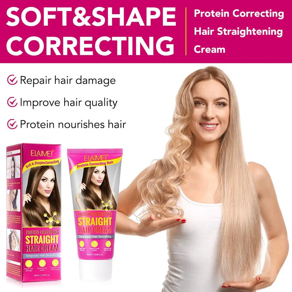 60ml keratynowy krem do prostowania włosów naprawa zniszczone włosy kręcone gładkie włosy plątanina pielęgnacja krem leczniczy proteinowa puszenia Corre N9X2