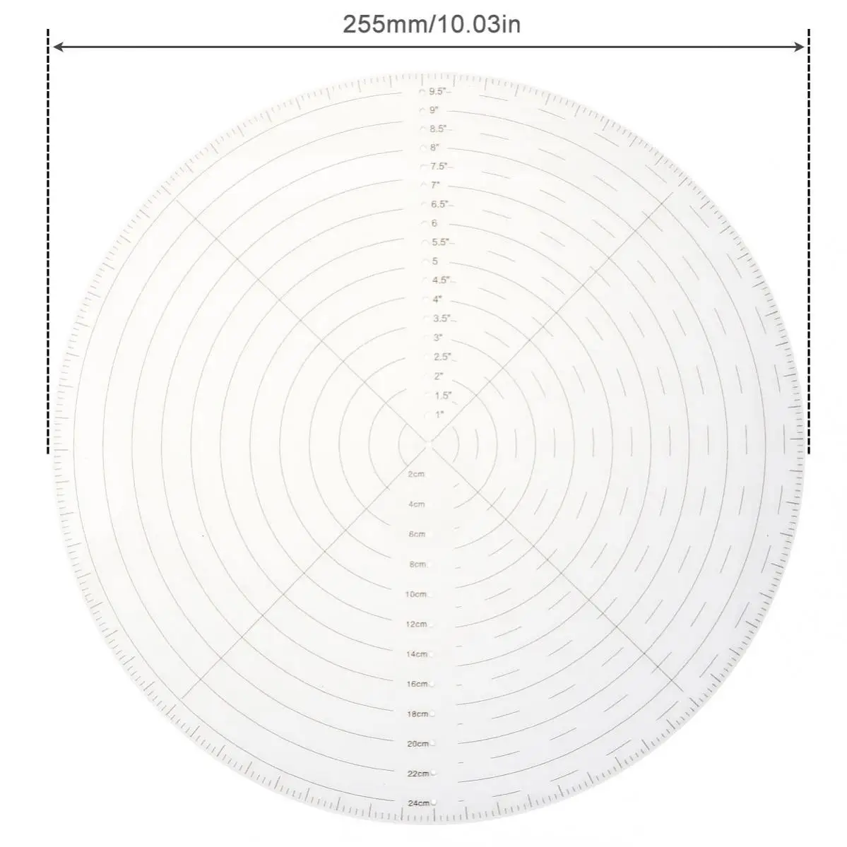 10 Inch Round Center Finder Compass Imperial Metric Clear Acrylic Circle Gauge Double Scale for Drawing Wood Turning Lathe Work