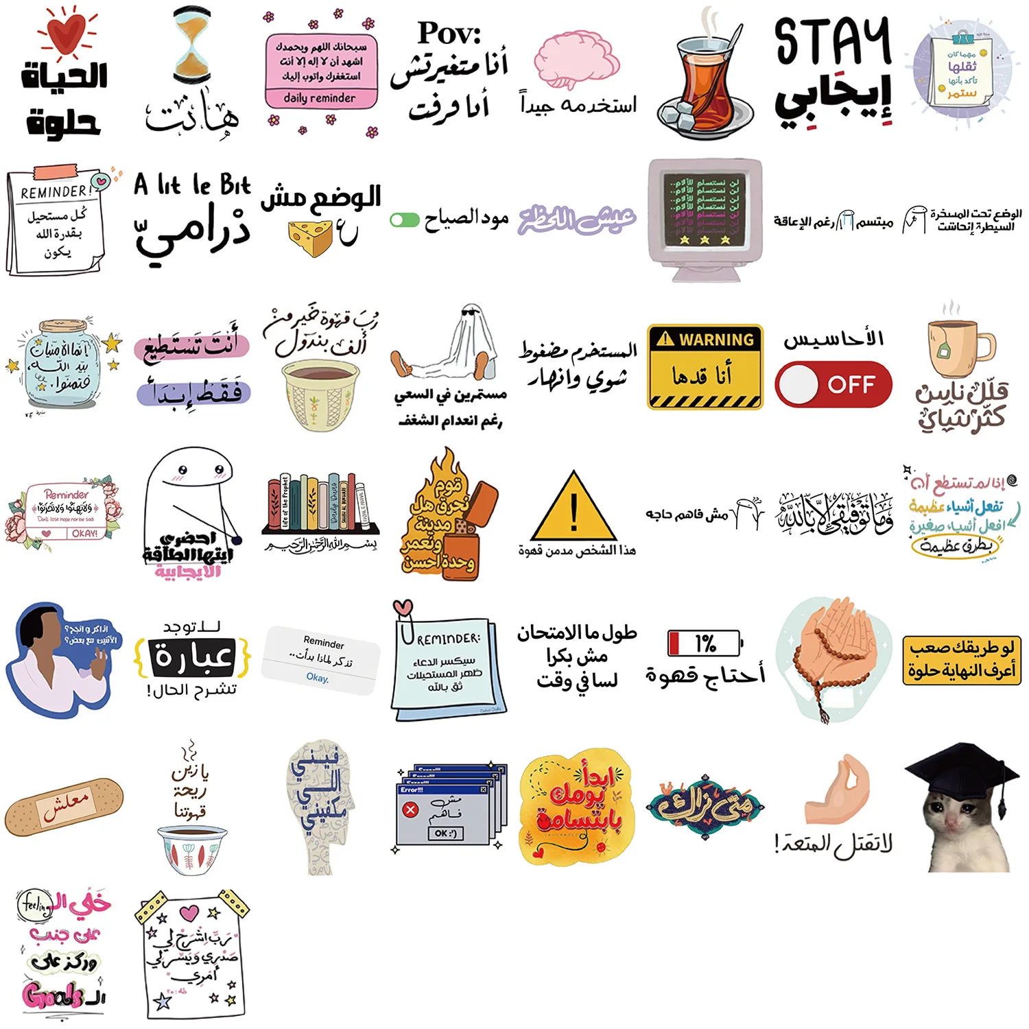 

50PCS Arabic Graffiti Stickers Decorative Guitar Notebook Luggage Scooter Helmet Diary DIY Cartoon Graffiti Decal Toy