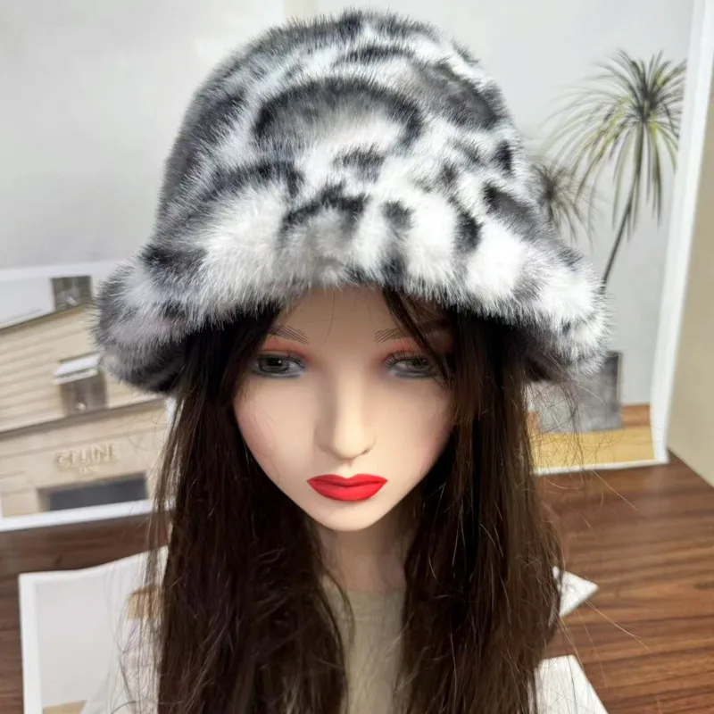 Fluffy Fur Fisherman Hat For Women Natural Fake Fur Bomber Hats Winter Russian Fashion Ski Cap Fashion Thicken Cold Panama Caps 3