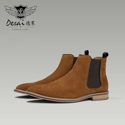 Desai Brand Men's Chelsea Boots New Color Genuine Leather Suede Handmade Boot Shoes For Formal Dress Party Work