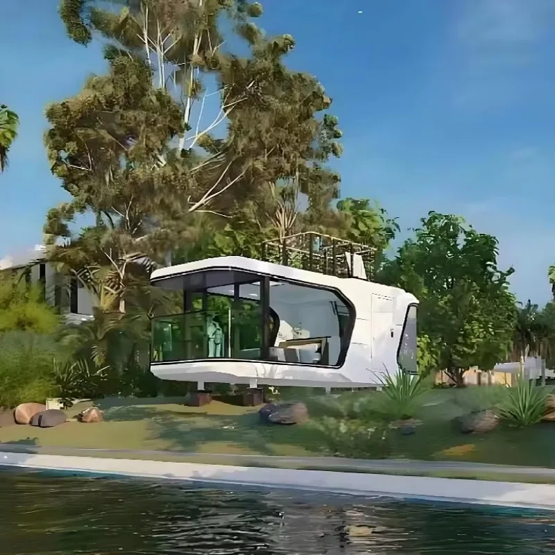 الفاخرة الحديثة في الهواء الطلق المحمولة المحمول Glamping الفضاء كبسولة منتجع فندق منزل صغير حاوية فاخرة منزل نموذج X7