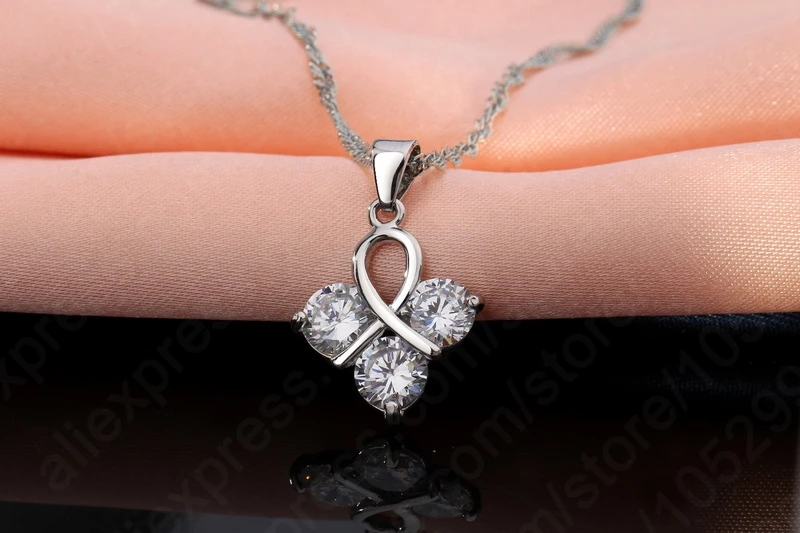 Nice Women Wedding Jewelry 925 Sterling Silver Cubic Zircon Cherry Shape Pendant  Jewelry Set Wholesale Factory Price