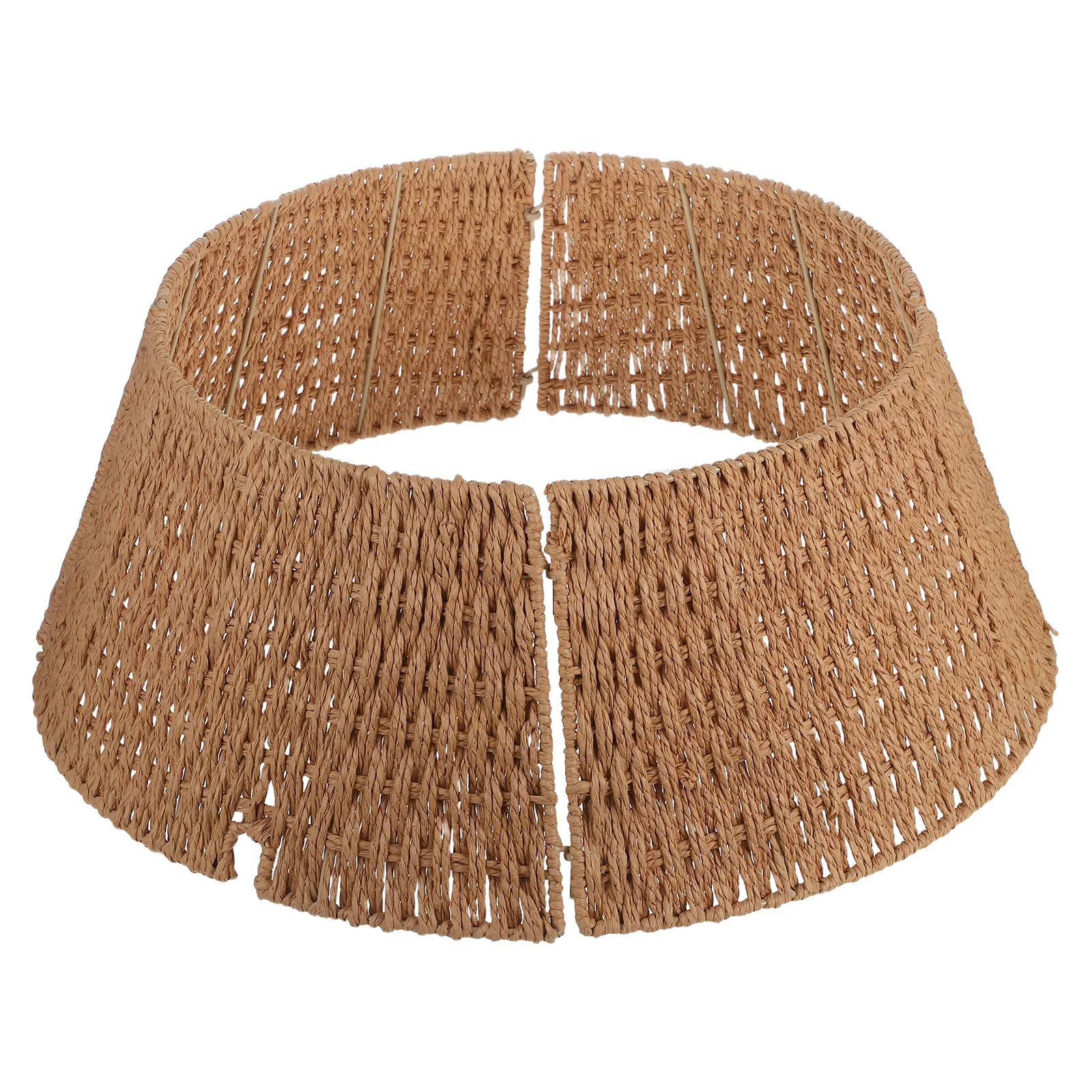 

Christmas Tree Collar Woven Farmhouse Paper Rope Rustic Detachable Skirt Tree Stand Cover Basket Ring Xmas Decoration