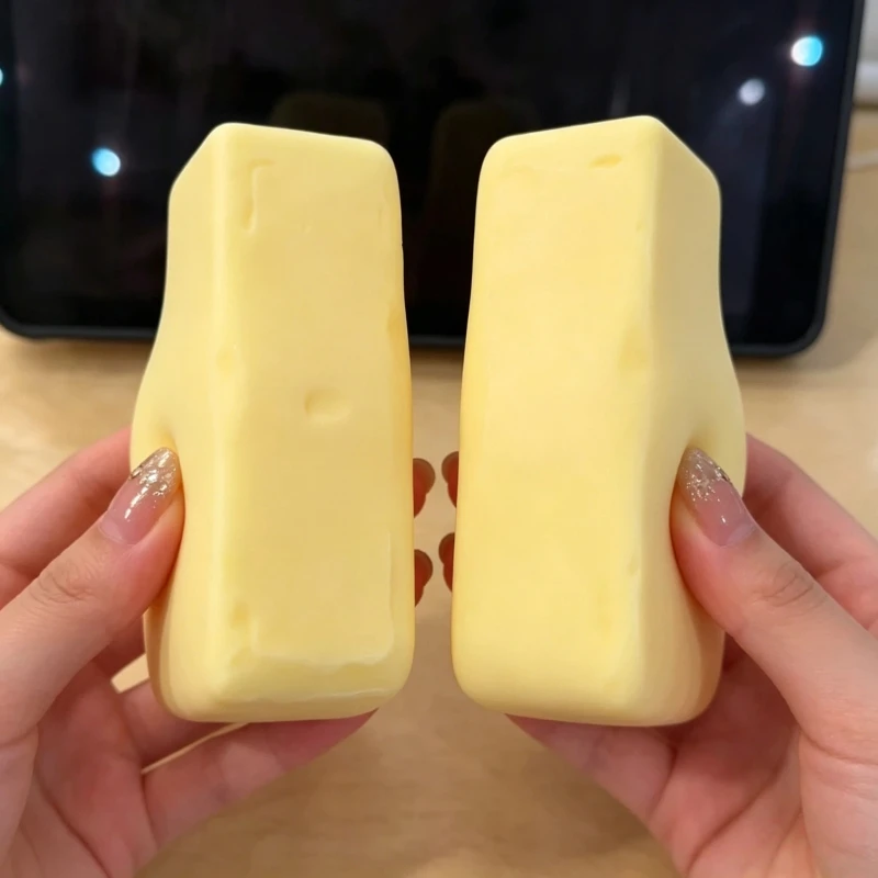 Juguete blando de simulación de pan de queso, seguro y saludable, hecho de silicona de grado alimenticio, juguete para apretar, suave y relajante, juguete de apretar lento.