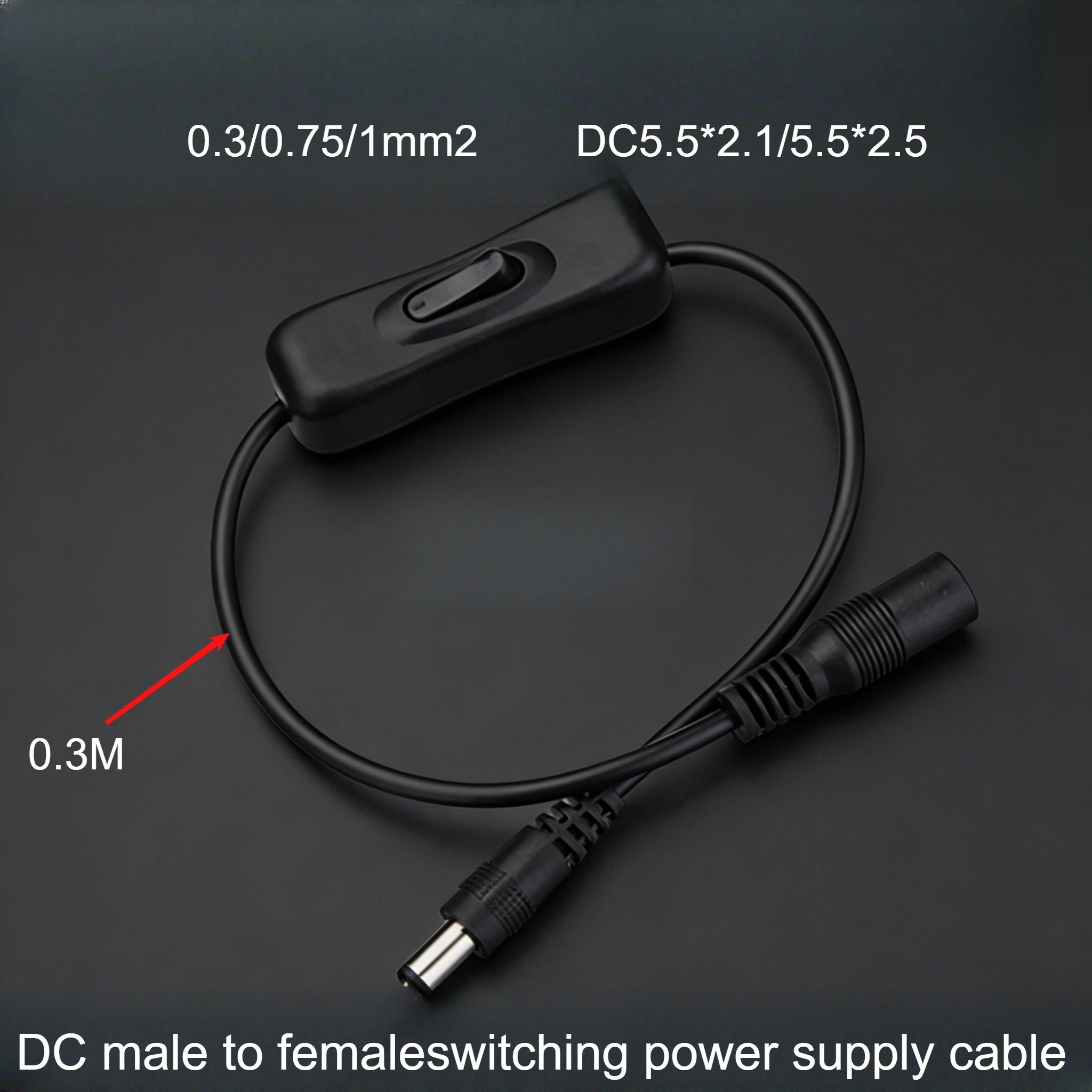 Cable High Current DC Pure Copper Thickened 1 Sq Mm 5521mm Supply Connector with Cable 5525mm Switching Power Switch Extension
