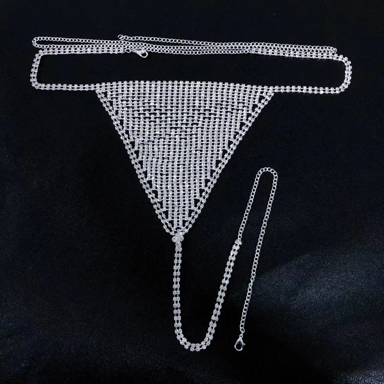 Sexy women\'s shining Rhinestone bra and thong women\'s charm bikini crystal body jewelry sling underwear jewelry gifts wholesale