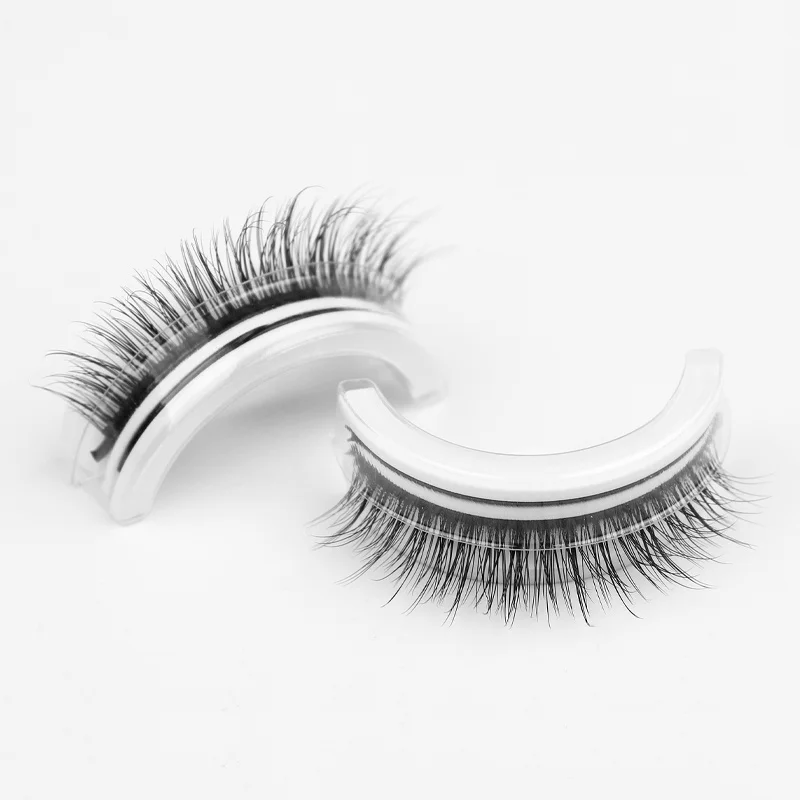 1 คู่/กล่อง Self-Adhesive 3D Curling กาวฟรีนํากลับมาใช้ใหม่และยาว handmade Eyelash EXTENSION ยอมรับแบบกําหนดเอง