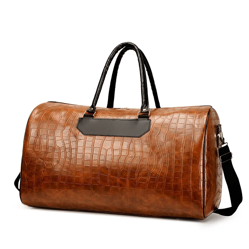 Bolso cruzado de PU con patrón de cocodrilo para hombre, bolsa de almacenamiento de viaje de corta distancia, equipaje de negocios de gran capacidad, bolso de mano para ropa, nuevo