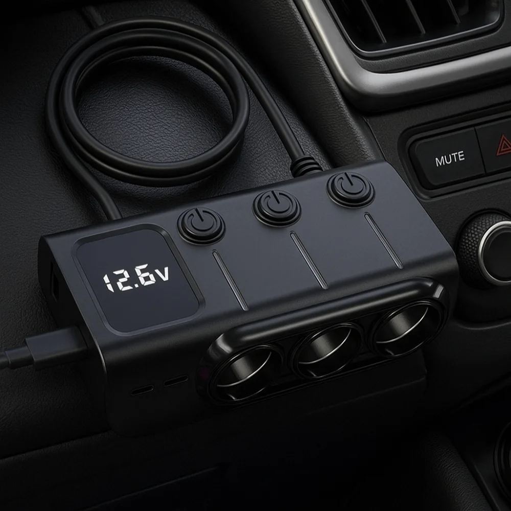 

Автомобильный инвертор 12 В/24 В, быстрое зарядное устройство, двойной USB-адаптер автомобильного зарядного устройства, независимый переключатель, светодиодный дисплей напряжения, автомобильная розетка, разветвитель