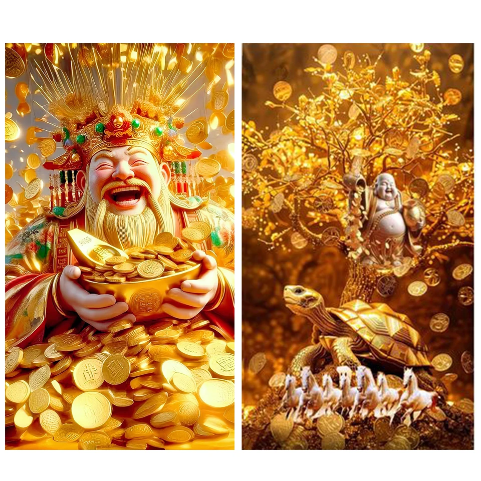 

DIY 5D Diamond Painting Embroidery Full Round Square Diamond God of Wealth Full Rhinestone 5D Diamond Painting Cross Embroidery