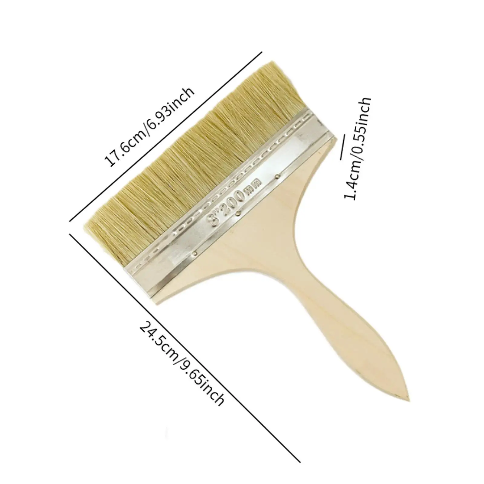 Pincel doméstico de 8 polegadas com punho de madeira para vários projetos