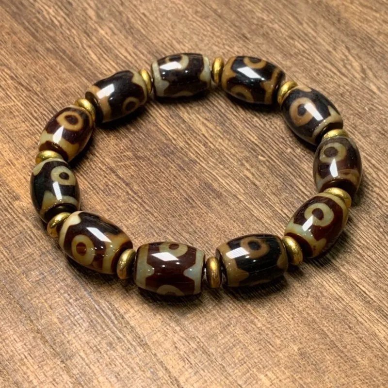 Agate Old Dzi Three-eyed Buddha Bead Bracelet Tianyan Men's and Women's Bracelets