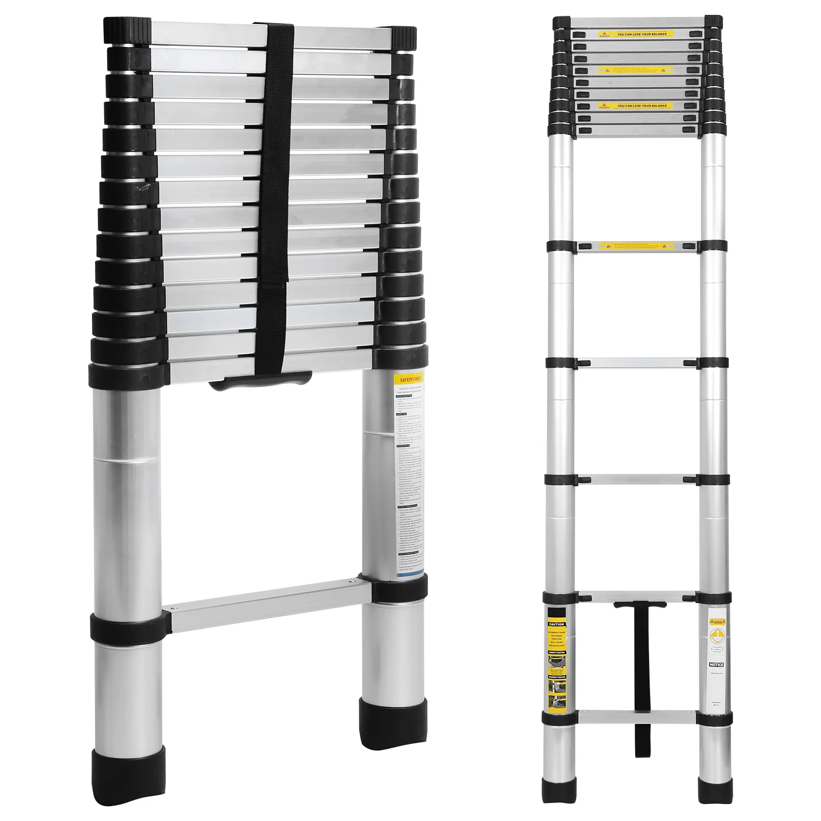 

4.4m Aluminum Alloy Ladder with 2 Triangle Stabilizers Lightweight Engineer Ladder Anti-Slip For Telecommunications Engineering