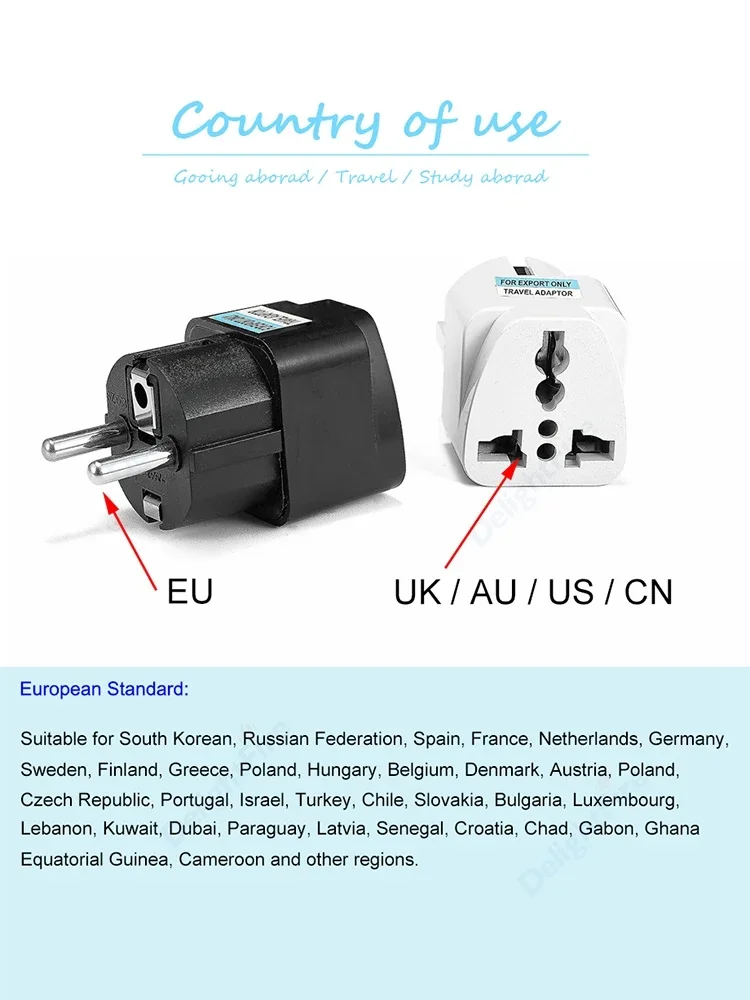 Adattatore spina UE CN Americano USA a UE Euro Europeo Corea Russia FR Adattatore da viaggio universale Adattatore di alimentazione convertitore CA