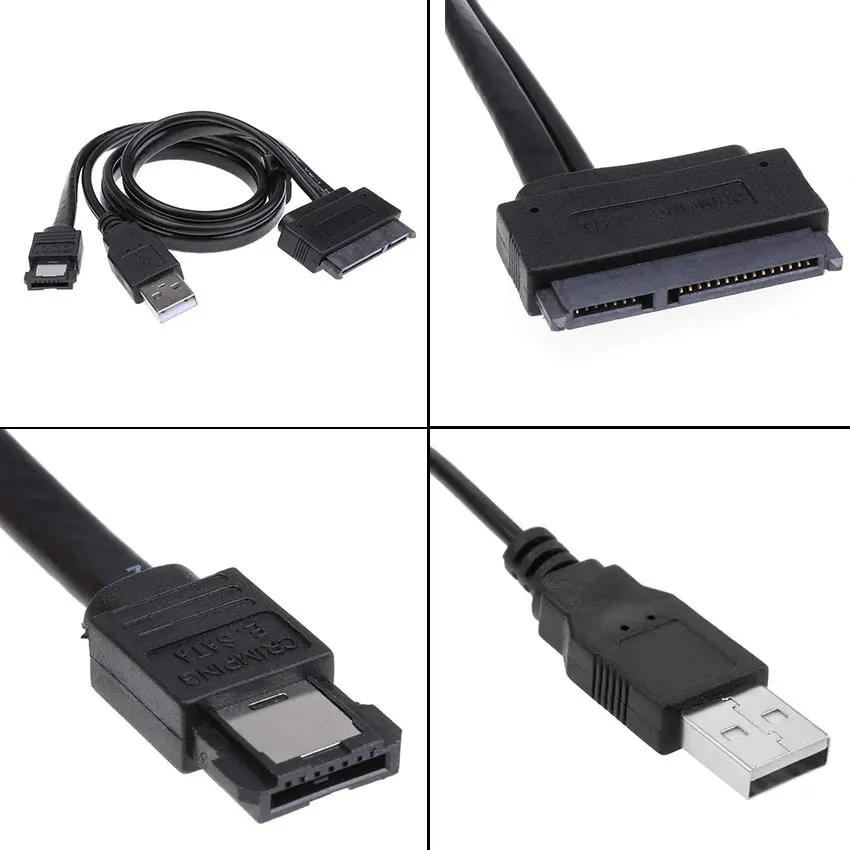 Top Quality 0.5m 12V Hard Disk Drive SATA 22PIN to ESATA Data USB 2 in 1 Powered Cable Adapter