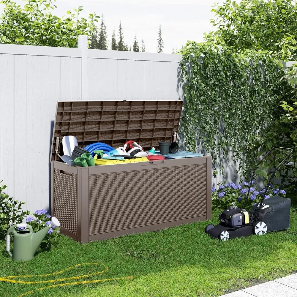 Запираемый ящик для уличного хранения мебели для патио, садовых инструментов и водонепроницаемый ящик для хранения инструментов из смолы на палубе