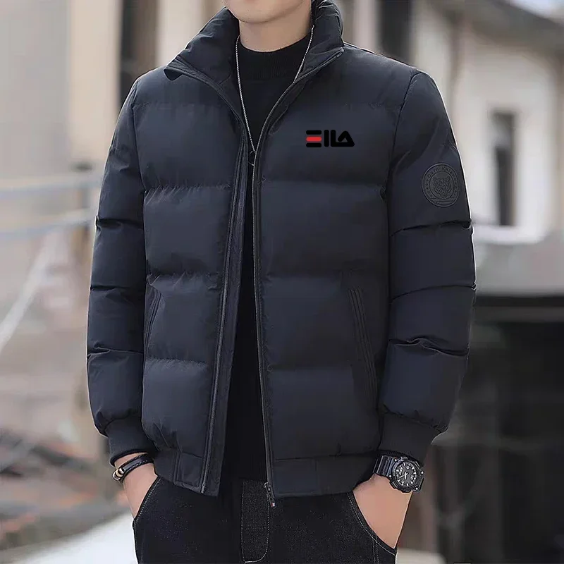 New Fashionable and Comfortable Autumn and Winter Men's Thick Warm Jacket, Outdoor Windproof New Zipper Printed Casual Jacket M-