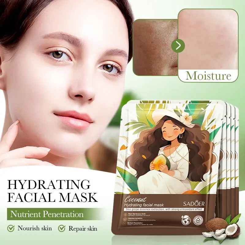 

10pcs SADOER Strawberry Aloe Vera Firming Soothing Mask Lemon Whitening Honey Anti-Wrinkle Mask Fruit Moisturising Nourishing