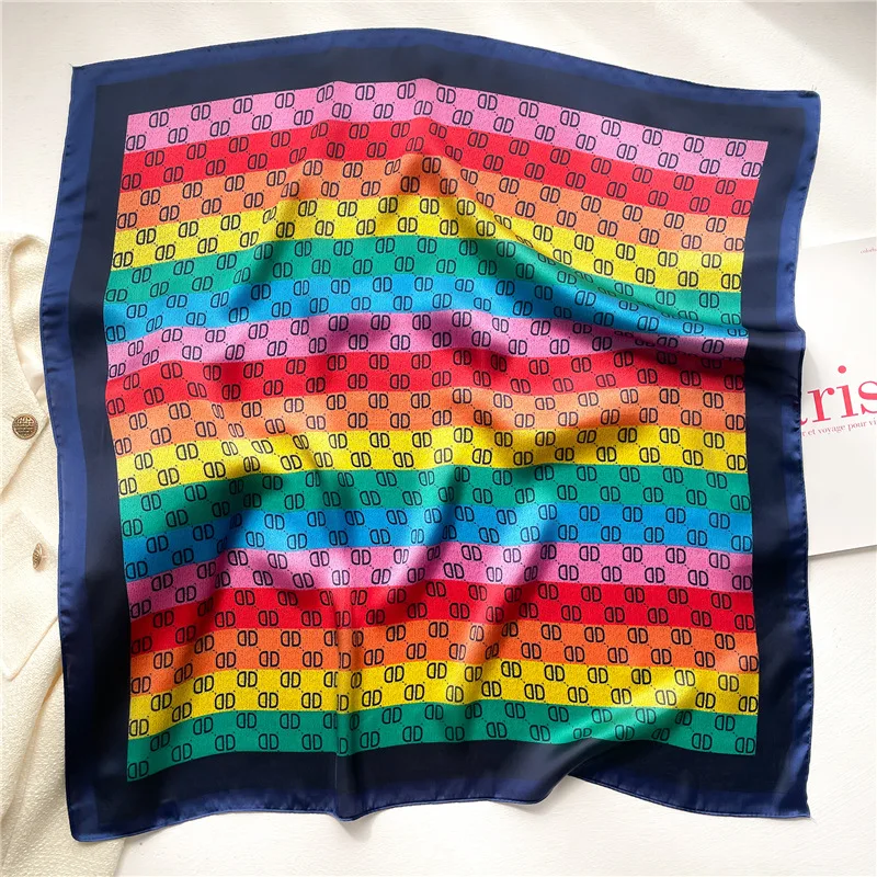 Four Seasons แฟชั่น 70 ซม.ผ้าไหมผ้าพันคอผู้หญิงซาตินผ้าคลุมไหล่ฮิญาบ Echarpe คอ Tie หญิงชายหาดผ้าพันคอผ้าโพกศีรษะ