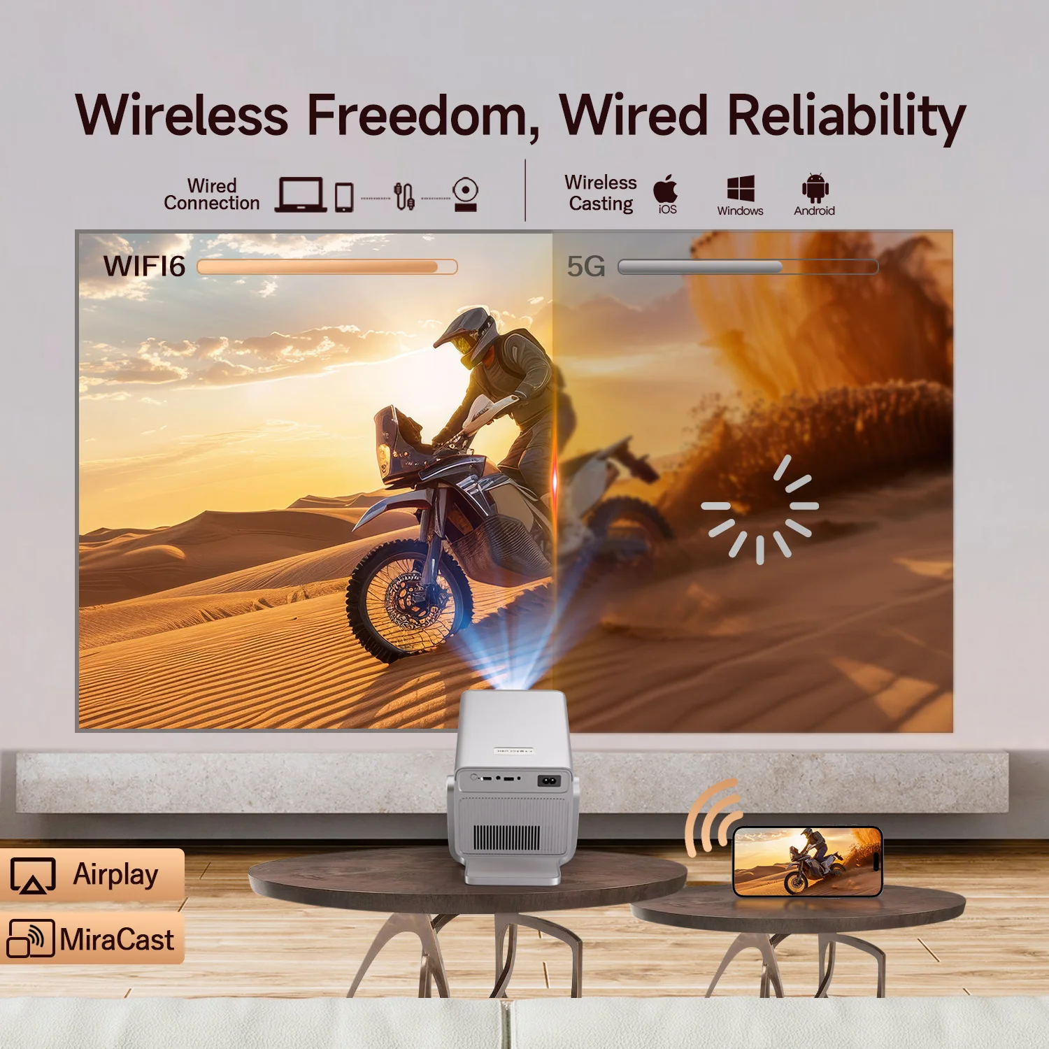 Magcubic X7 1000 ANSI 8K Smart-Projektor, 1080P mit integrierten Apps, Autofokus Heim- und Outdoor-Beamer mit Android 14 OS – Detail 7