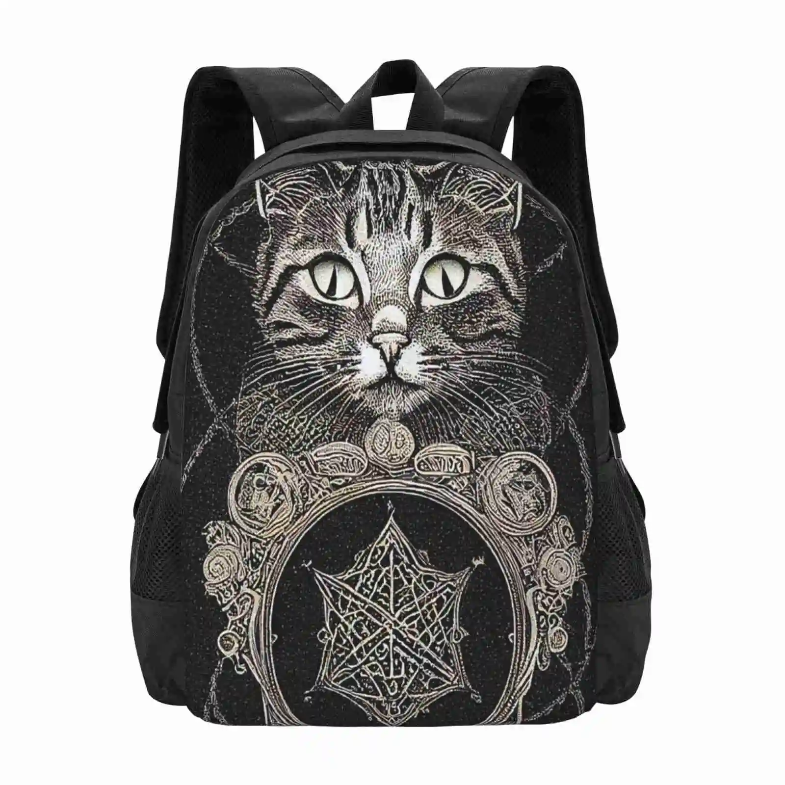 Sac à dos de carte de tarot de chat d'impression 3D, sac d'étudiant, beau, sombre, gothique, vintage, rétro, magique, horoscope, cosmo