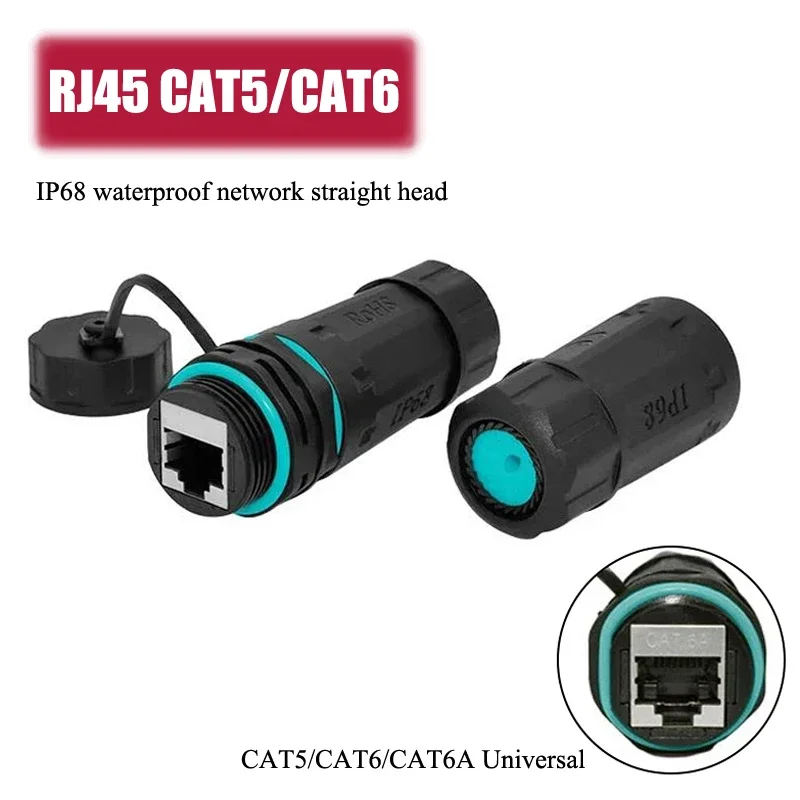 IP68 Waterproof RJ45 Cat6A Pass Through Connectors Cat5/Cat6 Network Cable Plug Outdoor Dustproof rj45 Wire Extension Joint