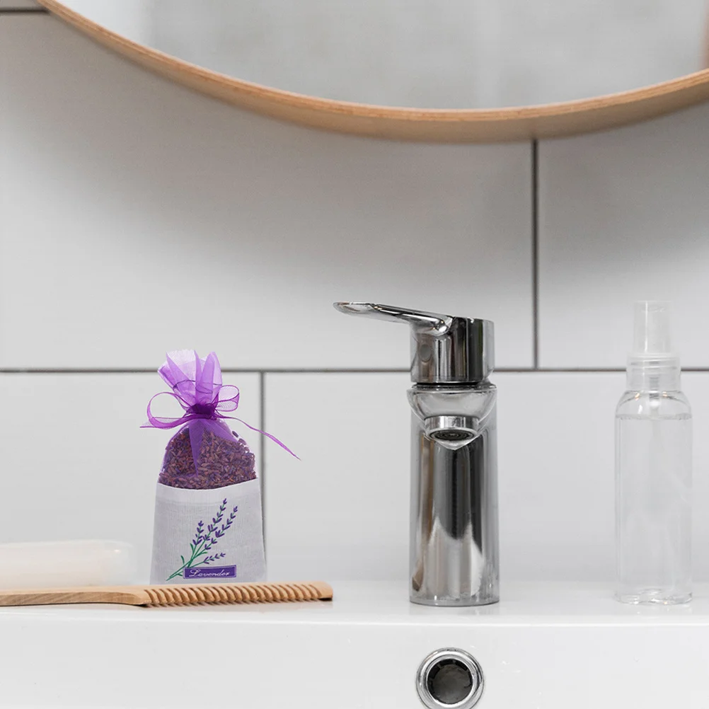 

5Pcs Lavender Sachet Bags Purple Fabric Drawstring Closure for Home Organization Drawer Wardrobe Floral Fragrance Dried Herb