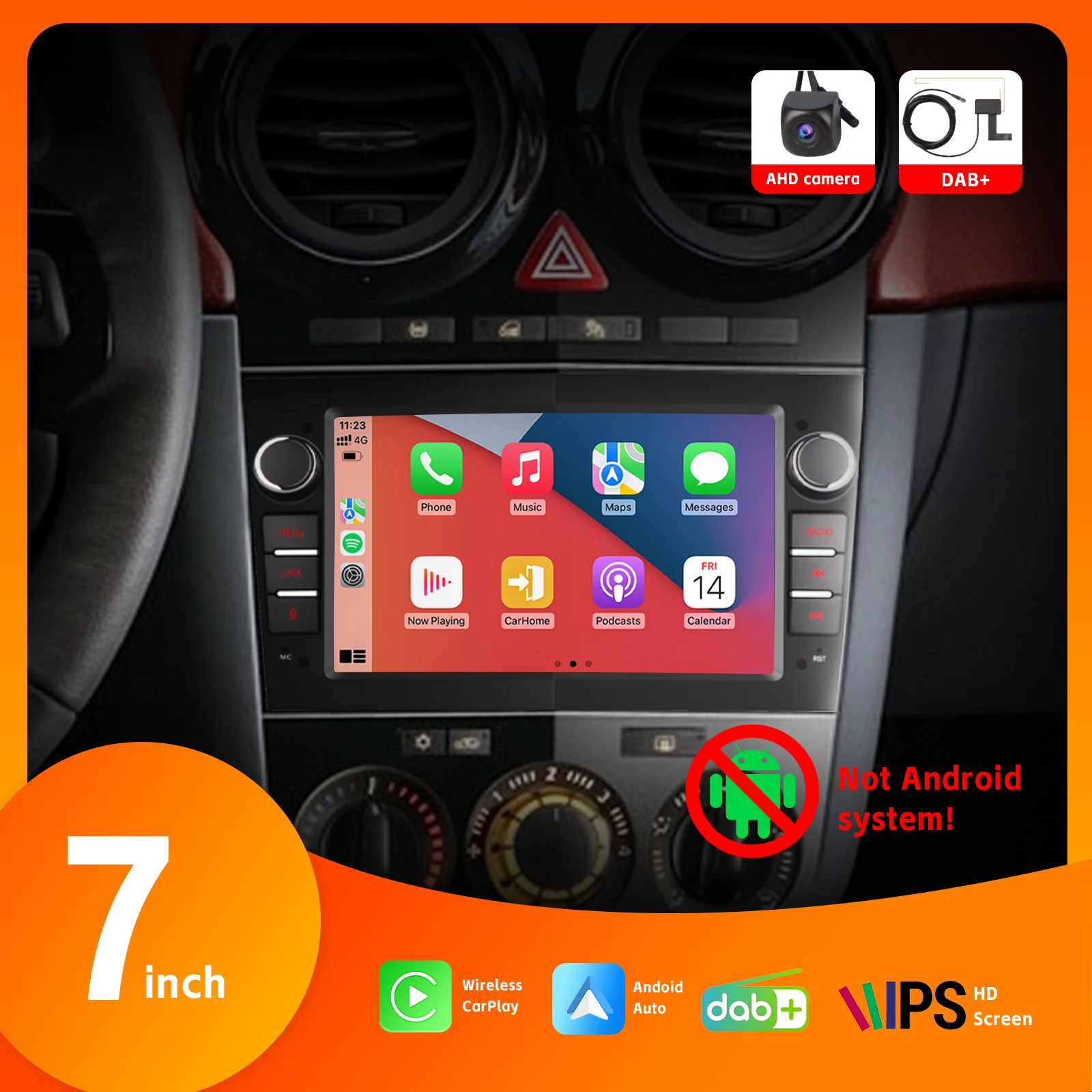 

7" 2Din Car Radio with Wireless Carplay Android Auto DAB+ BT SWC for OPEL Antara Corsa Corsa Vivaro Combo Zafira, Black Color