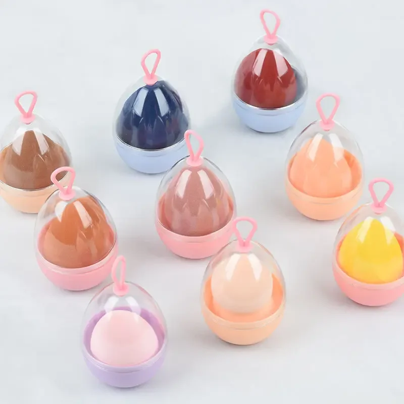 Makeup Powder Puff Egg-shaped Frame Transparent Puff Make Up Organizer Holder Beauty Cosmetic Sponge with Storage Box