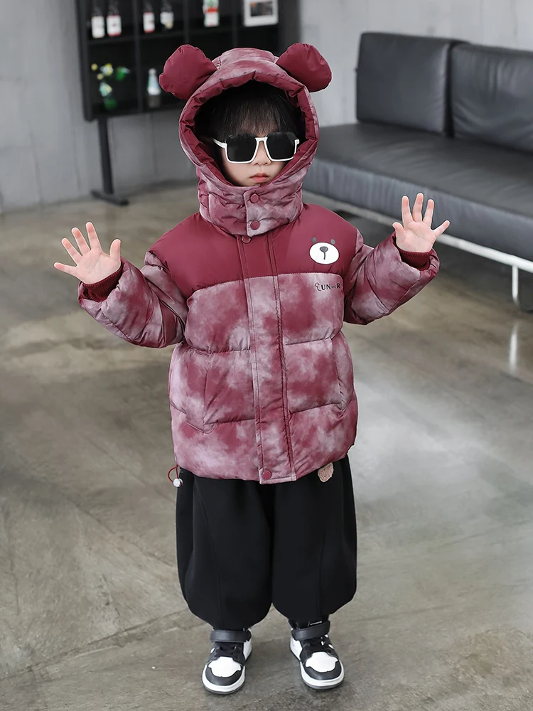 

Thiened Fce Cotton Jaet for Boys Winter Sle adient Warmth Youth Faion Stand Fit Hooded Zipper Closure Casual ...