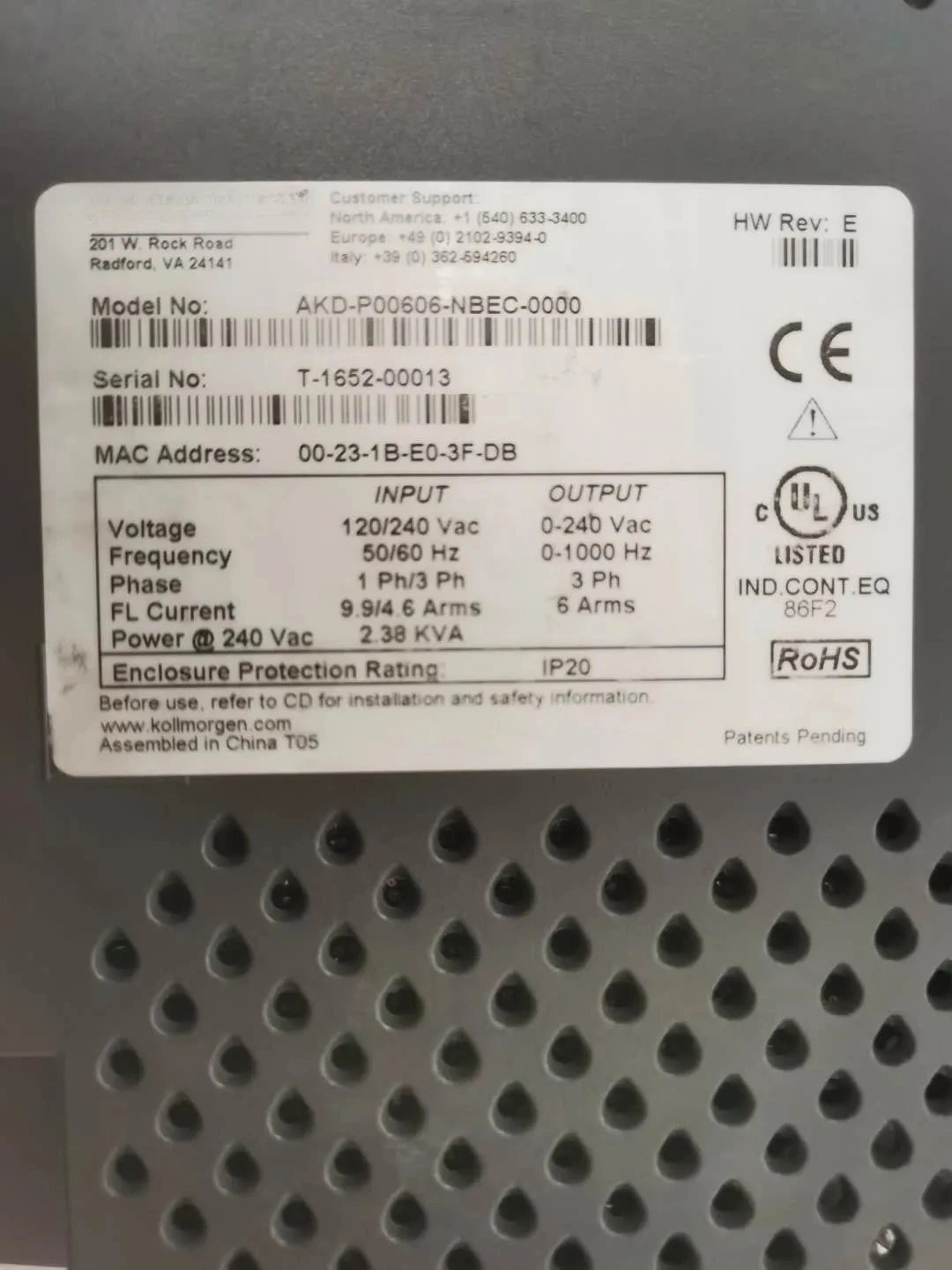 Servo drive AKD-P00606-NBEC-0000