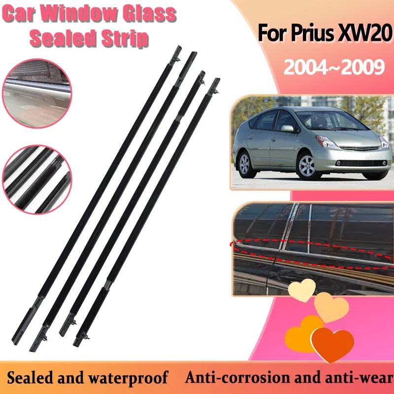 

Car Window Glass Sealed Strips For Toyota Prius XW20 2004 2005 2006 2007~2009 Black Laminate Protector Weatherstrip Accessories