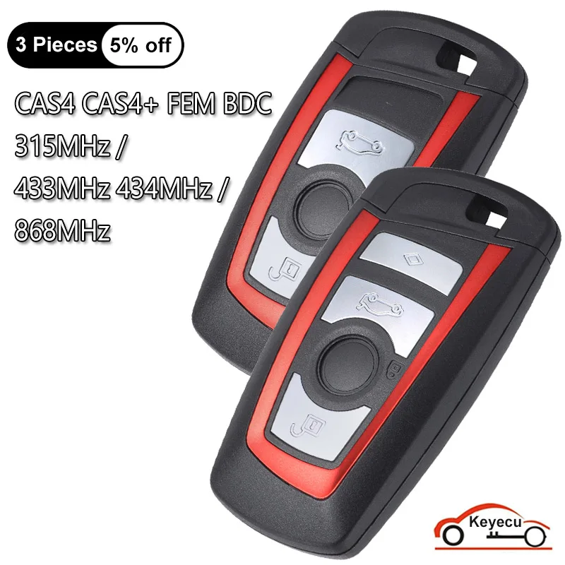 KEYECU Red Smart Remote Key Fob 315MHz YGOHUF5662,434MHz HUF5767,868MHz HUF5661 for BMW F Chass 5 7 Series FEM / BDC CAS4 CAS4+