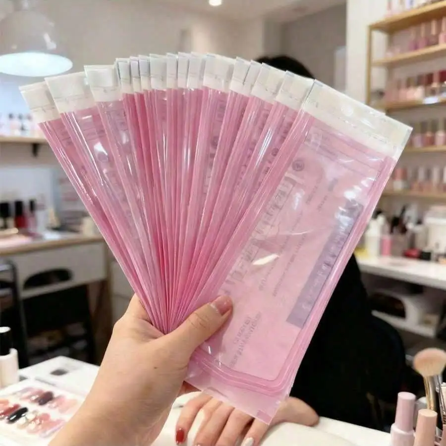 100PCS Nail Clean Sterilizing Bag Packing Disposable for Care Clean Bag Scalable Size Self Sealing Clean Bag Nail Tattoo Tool