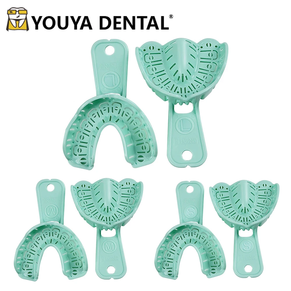 6pcs/set Dental Implant Tray Full Mouth Removable Partial Mold Tray Easy To Fold Baffle S/M/L Dentistry Material