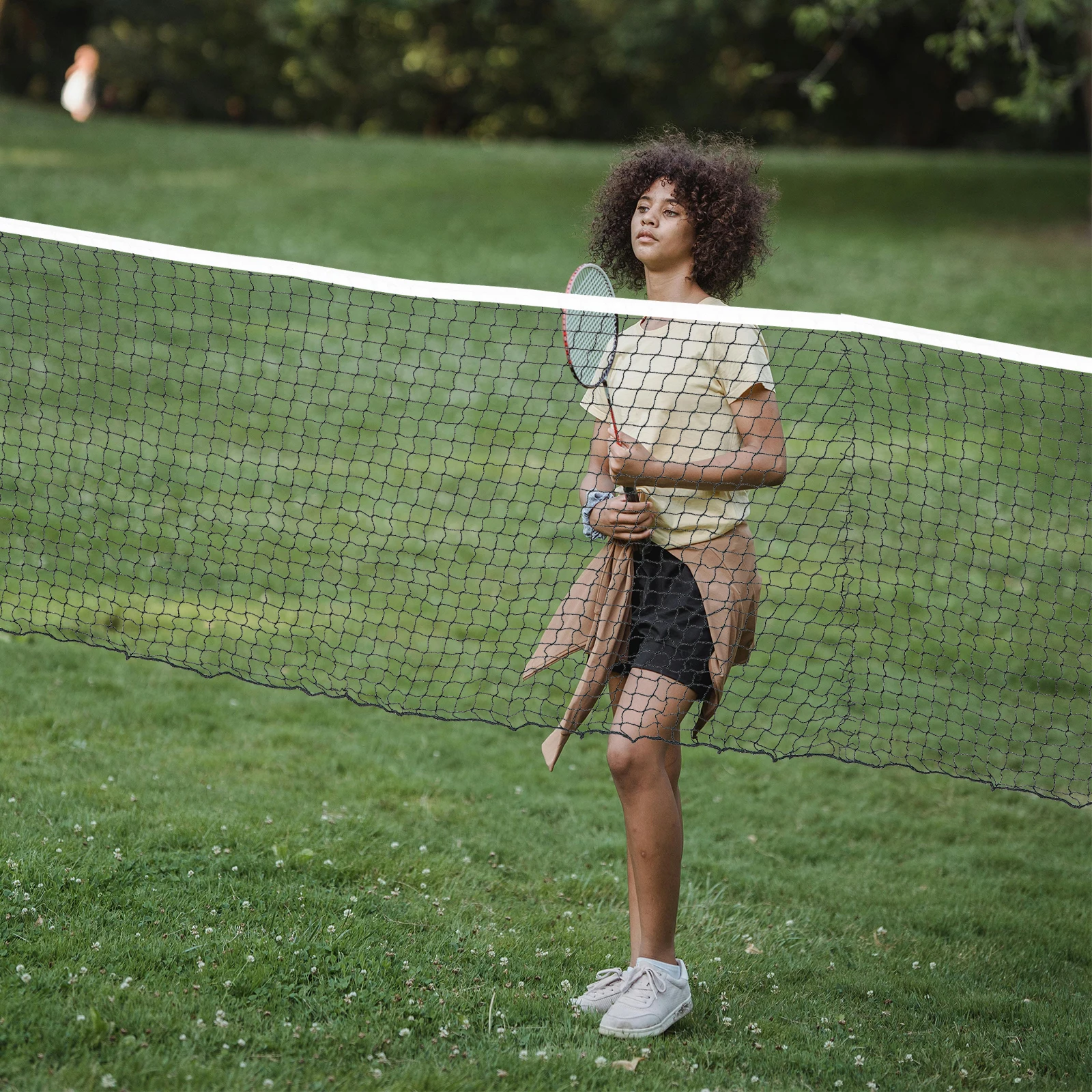 

Standard Badminton Net Portable Wear-Resistant Foldable Design Easy to Clean Lightweight Compact Sports Ball Netting for Indoor