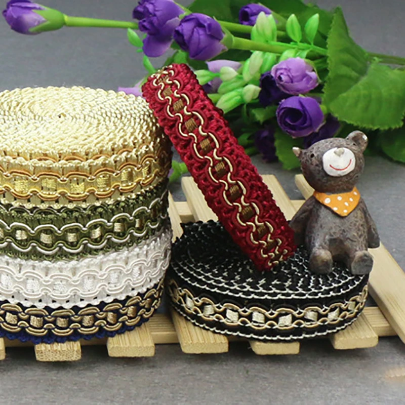 (5 Yards) 4.5M Handmade Ethnic Embroidered Webbing Indian Lace Trim DIY Sewing Net Yarn Ribbons Clothing Accessories Decor 1.8cm