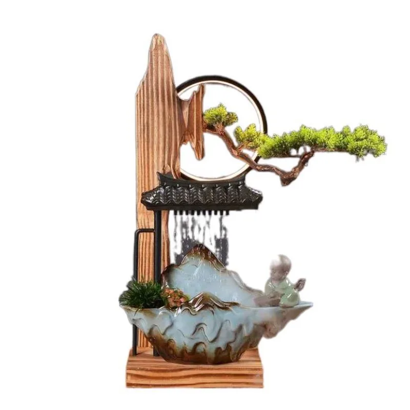 circulating water fountain lamp ring ornament entrance welcome pine rain curtain running water