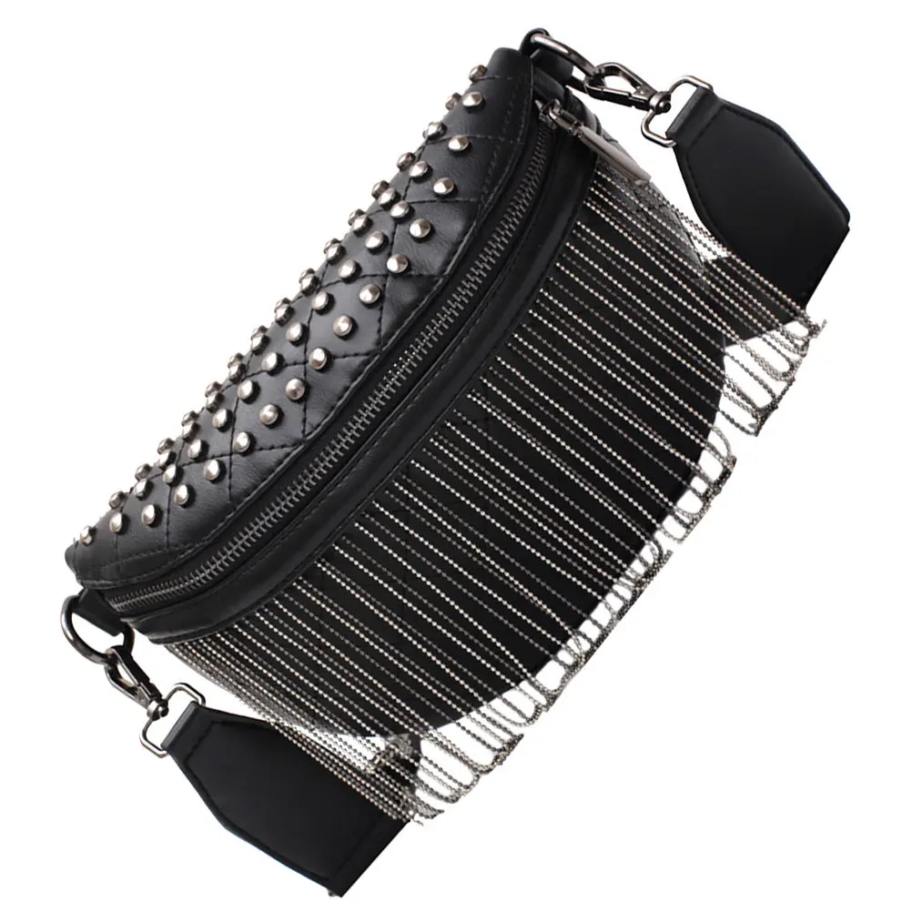 

Women Stylish Rivet Studded Tassel Crossbody Waist Bag Lightweight Large Capacity for Cards Cash Coins Perfect Gift for