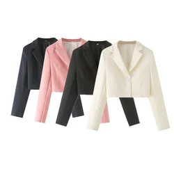 PB&ZA2024 autumn new women's fashionable temperament slim fit commuting versatile solid color short suit jacket