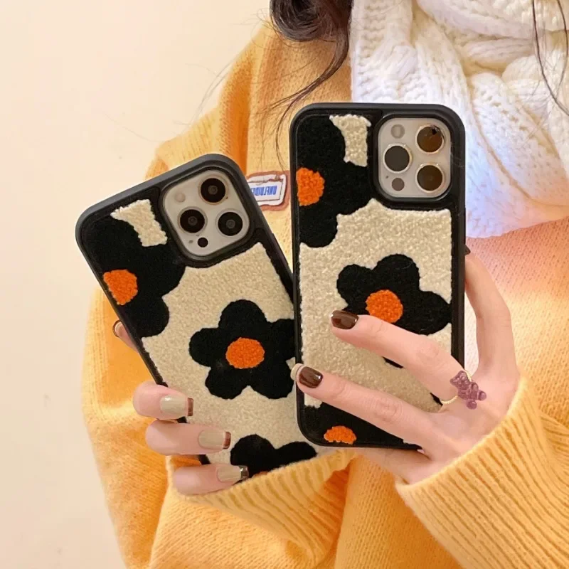 New Phone Case Suitable for iPhone 16 Pro Max Leopard Print 15 Pro Zebra Print 14 Plush Embroidery 13 All-round Protective Cover