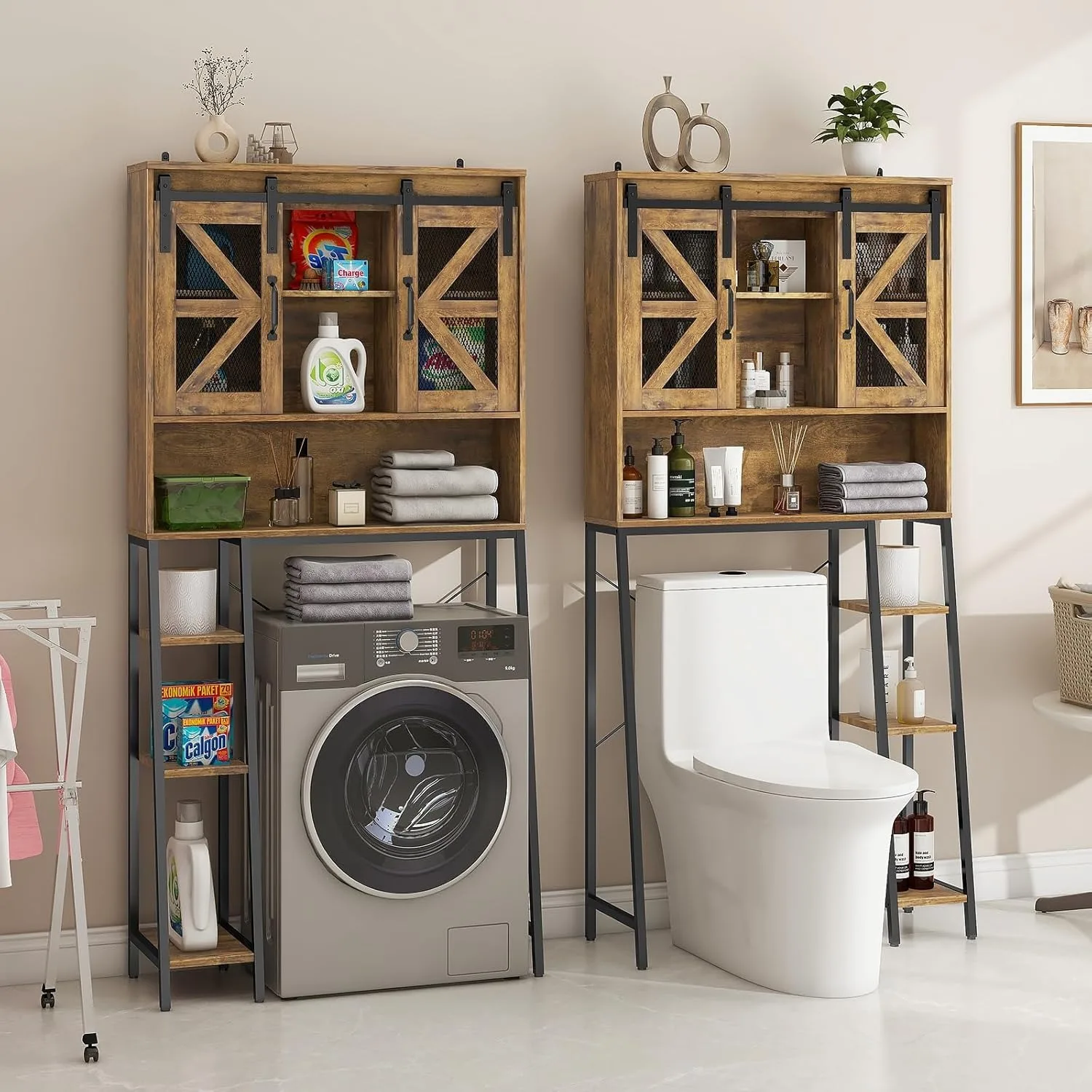 Toilet Storage Cabinet, Farmhouse Storage Cabinet, Home Space Saving Toilet Rack for Bathroom, Lounge, Laundry Room