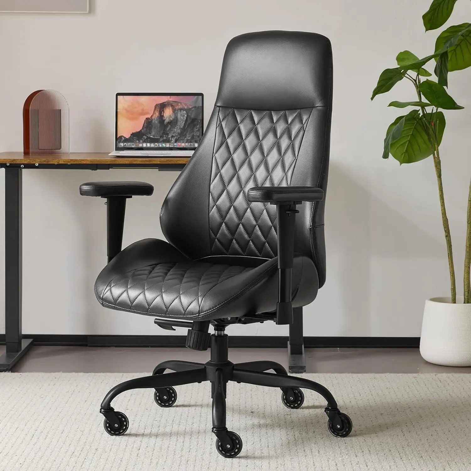 o*-Home Office Desk Chair High Back Office Rubber Casters Ergonomic Computer Chair with Lumbar Support Adjustable, Customized