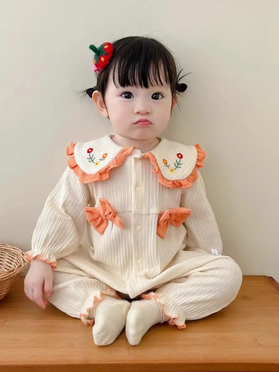 Baby Fall Outerwear Romper Chinese Style Newborn Photo Onesie Princess Style Romper Baby Influencer Clothes