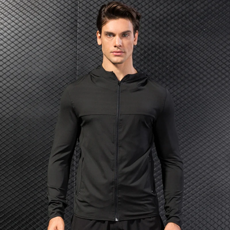 

Europe America Men's Autumn and Winter Exercise Coat Fitness Running Training Zipper Casual Hoodie-