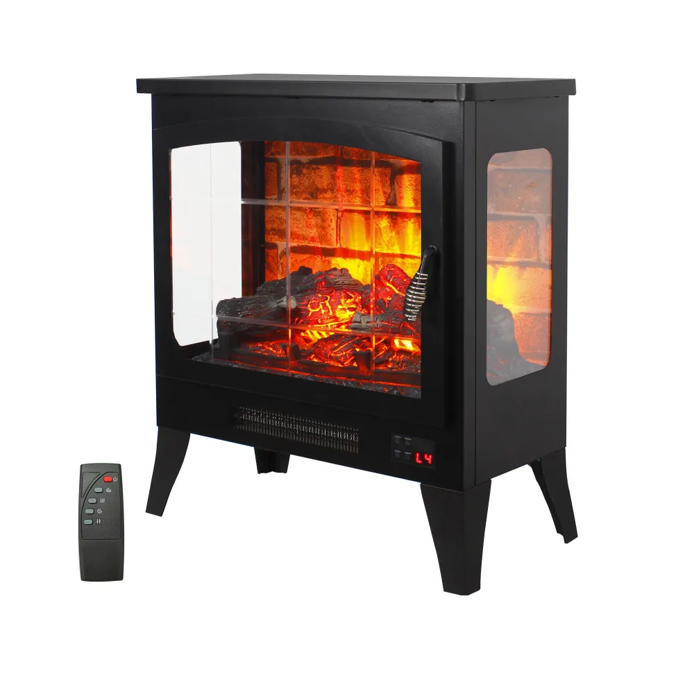 

21 inchThree-sided Freestanding Electric Fireplace Stove heater with 3D Flame effect with remote control