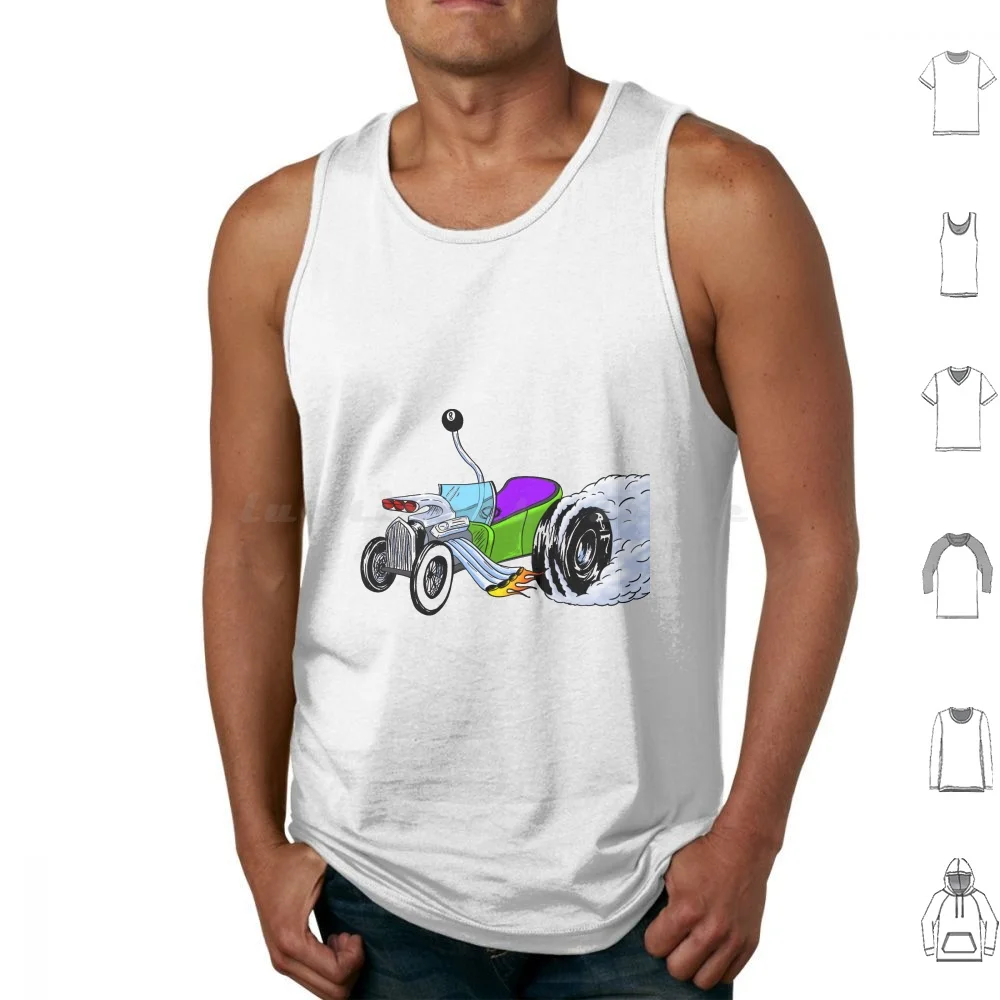 Rat Fink T-Bucket Rat Rod Tank Tops Vest Sleeveless Rat Rod Hot Rod Rat Fink Mechanic Racer Dragster Drag Ed Big Daddy Roth