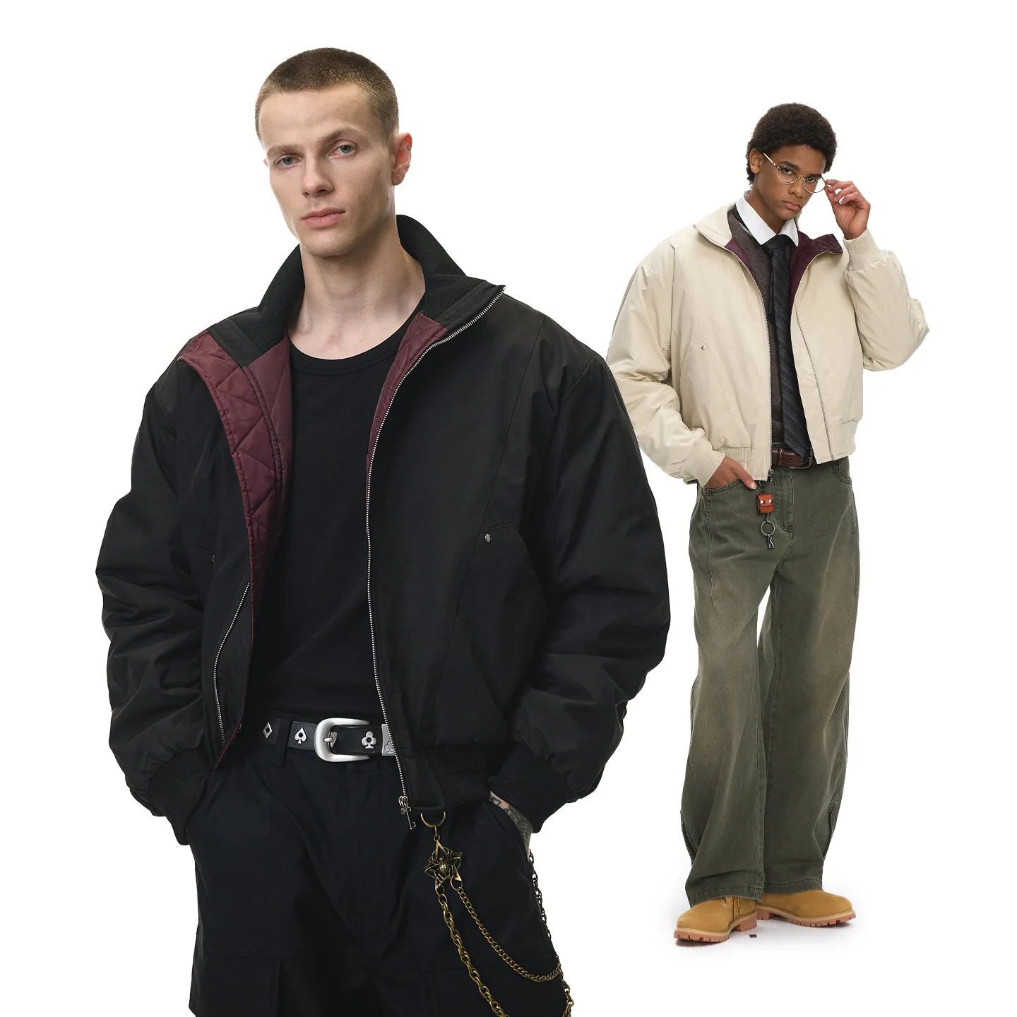 

Мужская одежда Jie Zhan | Куртка Stand Flight 25 Winter New Cleanfit Deconstructed Cut из хлопка со воротником-стойкой